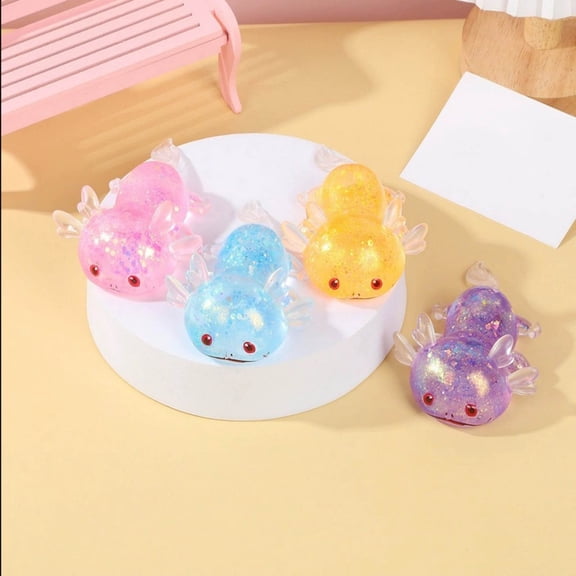 Glitter Axolotl Squishing Fidget Toy - Random Color Stress Relief Squeeze Toy for Kids & Adults, Anxiety Relief Desk Decor