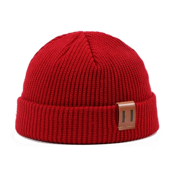 TELOLY Fisherman Beanie Thick Knit Material Mens Beanie Hat Excellent Breathability Mens Knit Hat Red