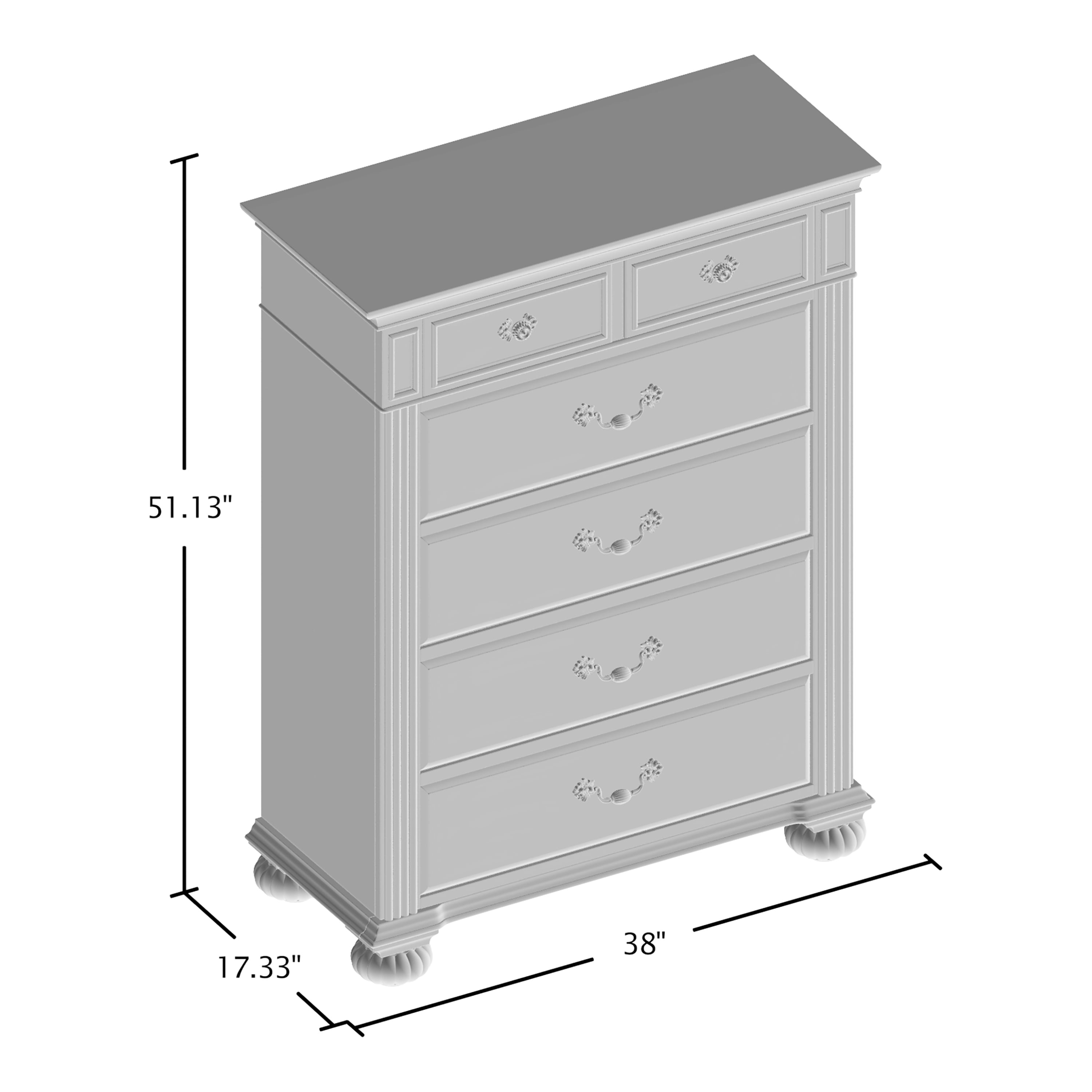 Furniture of America EL Paso Adult Traditional 6-Drawer Vertical Dresser, Gray
