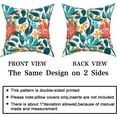thumbnail image 4 of Teal Coral Floral Pillow Covers 16X16 Inch Turquoise Green Leaves Orange Flower Couch Pillow Cases Set of 2 Blue Red Aqua Cotton Cushion Case Farmhouse Home Decor For Bed Sofa Couch Living Room, 4 of 6