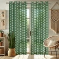 thumbnail image 2 of Vargottam Green Block Leaf Print Sheer Georgette Curtains for Windows & Small Doors - Set of 2 Panels, 72" Long, Grommet Top, Printed Light Filtering Drapes for Living Room or Study, 2 of 9