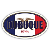 Dubuque City Iowa State Flag | IA Flag Dubuque County Oval State Colors Bumper Sticker Car Decal 3x5 inches