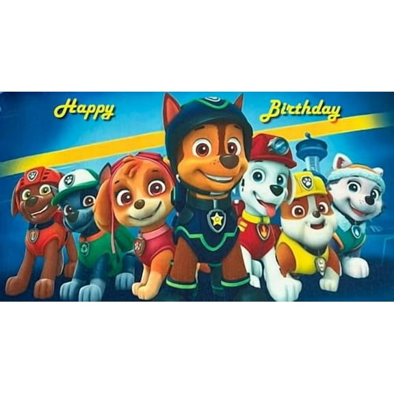 Paws Birthday Edible cake topper for 1/4 sheet cake or larger