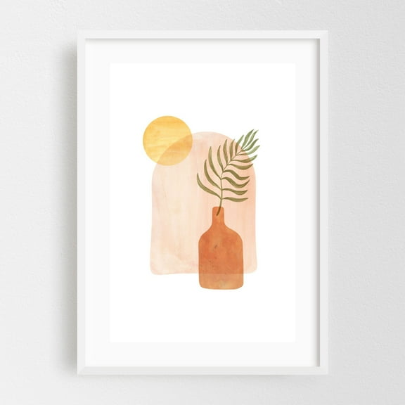 Moroccan abstract still life - Collage Minimalist Boho Botanical Abstract Modern Art Geometric Pastel White Framed Wall Art Print 12 x 18 inches