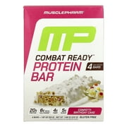 MusclePharm Combat Ready™ Protein Bar, Confetti Birthday Cake, 4 Bars, 1.87 oz (53 g) Each