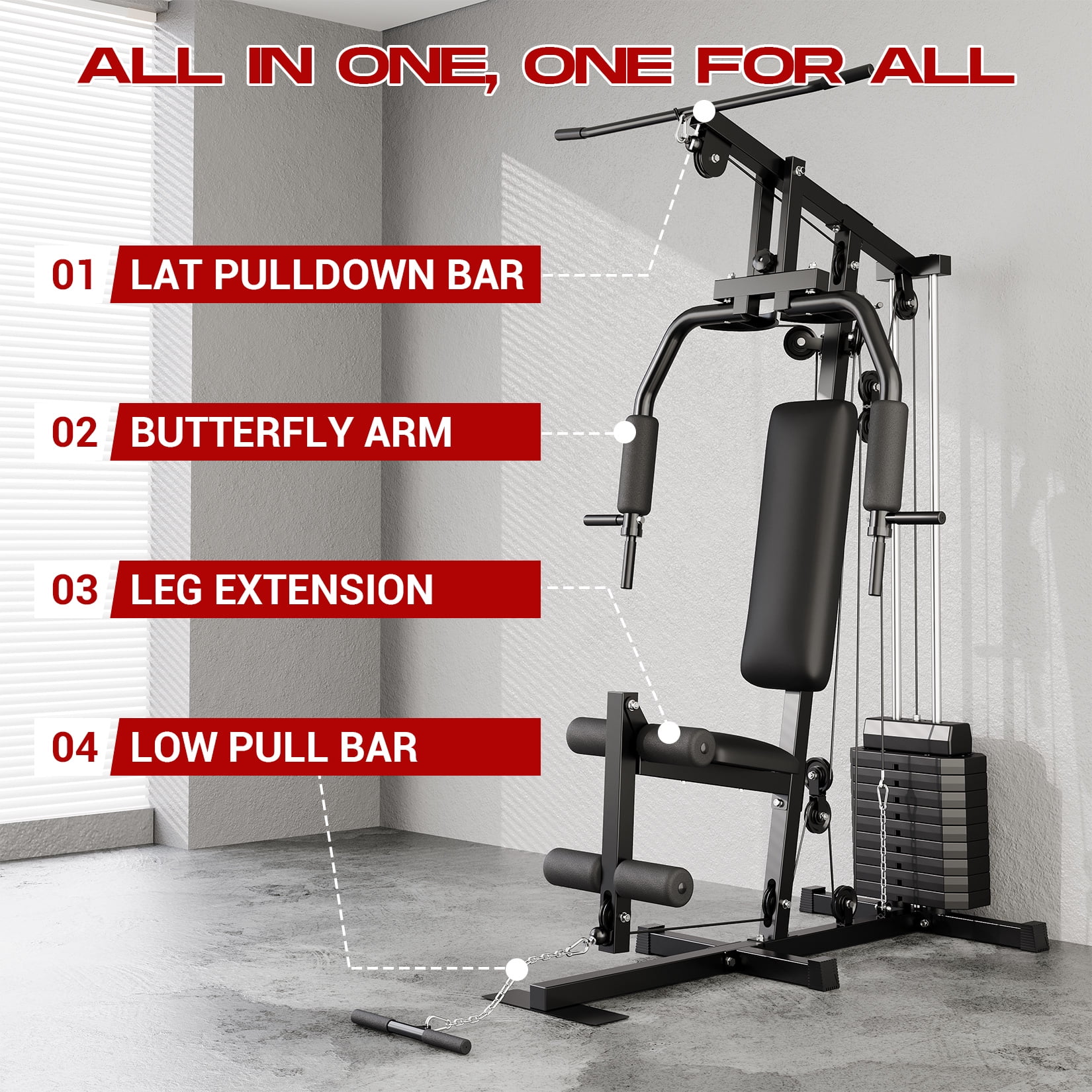 COZONY Home Gym All in One Weight Machine, Multifunction Workout Station with 100Lbs Weight Stack, Full Body Workout Machine for Strength Training