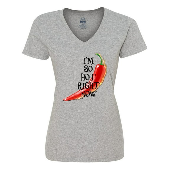 Inktastic I'm So Hot Right Now Chili Pepper on Fire Women's V-Neck T-Shirt