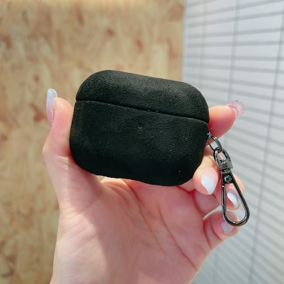 Flannelette Fabric/Cloth Leather Case for Airpods Pro 3rd Gen (2025) Case, Protective Skin Friendly Shockproof Shell Dust/Dirt Proof Case for Airpods Pro 3rd Gen (2025) Charging Case, Black