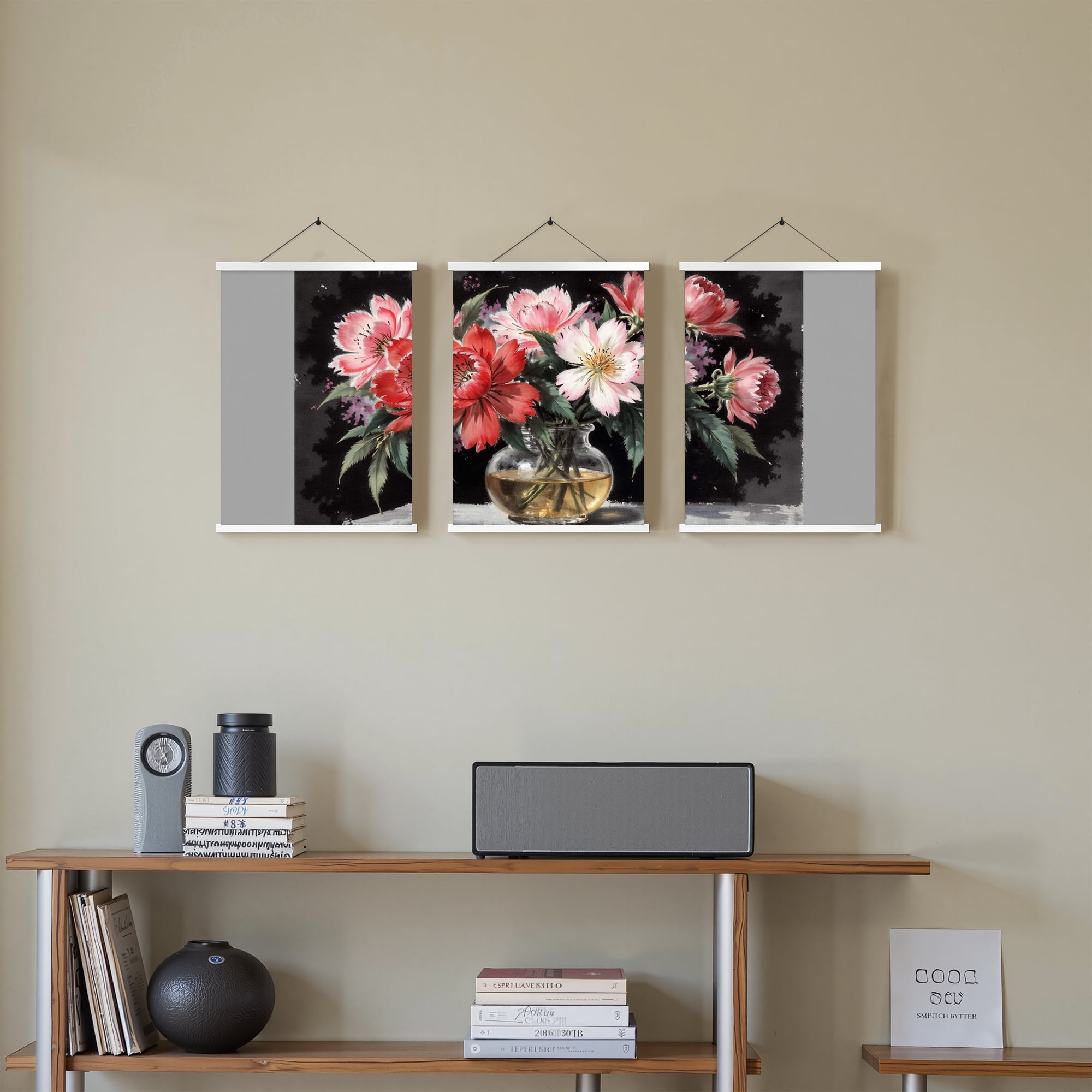 MAYEERTY Modern Abstract Wall Art Painting, Living Room Decor, White Hanging Rod Frame, 15.7"x11.8"