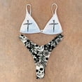 thumbnail image 2 of Nuevo Traje de baño de dos piezas con estampado de calavera para mujer, traje de baño gótico Emo gótico, blanco y negro, traje de baño dividido, traje de baño gótico de cintura alta, ropa, 2 of 5