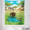 thumbnail image 1 of Turtle Tapestry, Day in the Jungle Bear Giraffe Treesnd Little Pond with Wild Plants, Fabric Wall Hanging Decor for Bedroom Living Room Dorm, 5 Sizes, Multicolor, by Ambesonne, 1 of 1