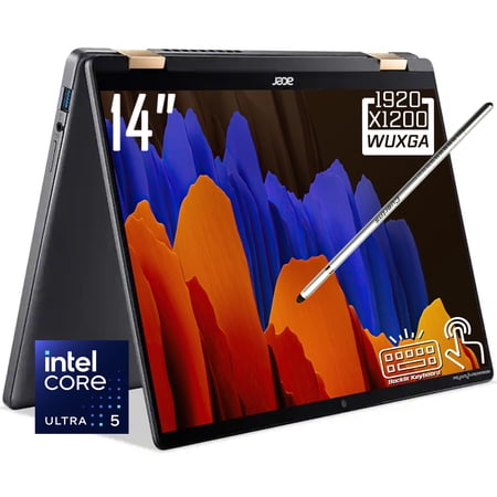 Acer Chromebook Plus Spin 714 2-in-1 Laptop, 14" WUXGA 1920 x 1200 IPS LCD Touchscreen, Intel Core Ultra 5 115U, Wi-Fi 6, QHD Webcam, Stylus Pen, Chrome OS (8GB DDR5 RAM | 256GB SSD)