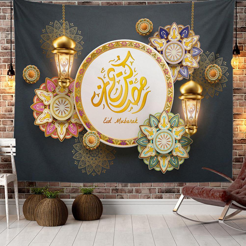 Eid Mubarak Decor Printed Background Wall Tapestry Hanging Cloth Wall  ~ 