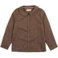 thumbnail image 2 of Leveret Kids & Toddler Girls Long Sleeve Uniform Cotton Dress Shirt Brown (Size 10 Years), 2 of 4