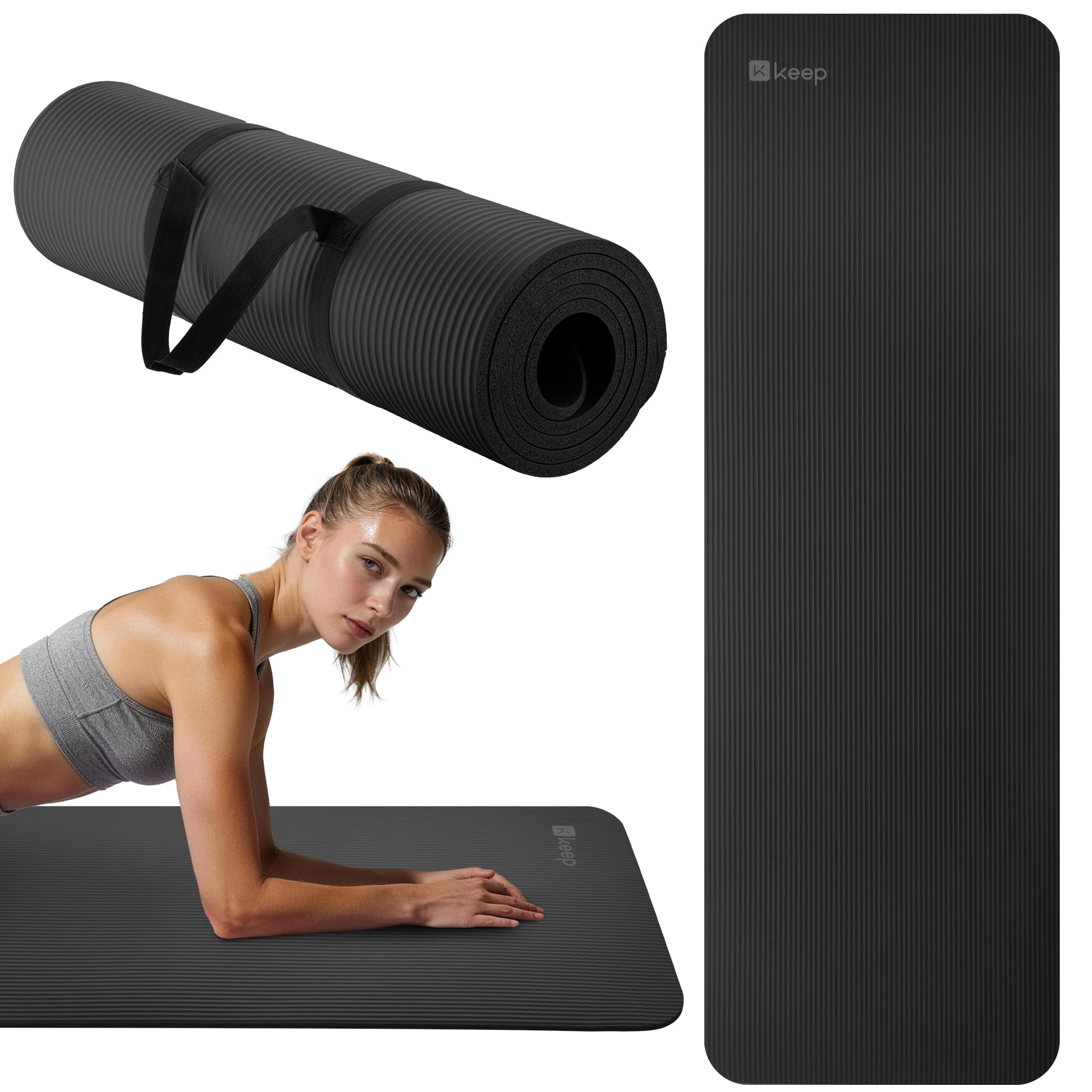 Yoga Mat Black 72”x24”x10mm Exercise Pilates Stretching Meditation