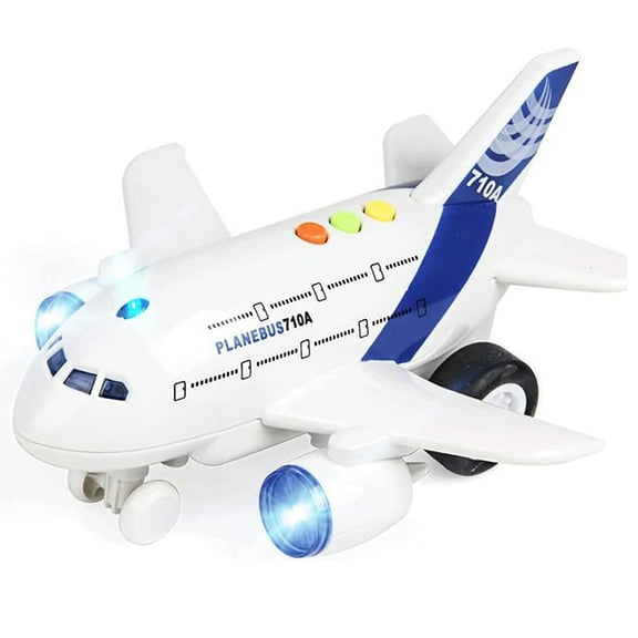 Airplane Toys for Toddlers,Friction Powered Toy Plane for Kids,1:200 Scale Aircraft with Flashing Lights and Sounds