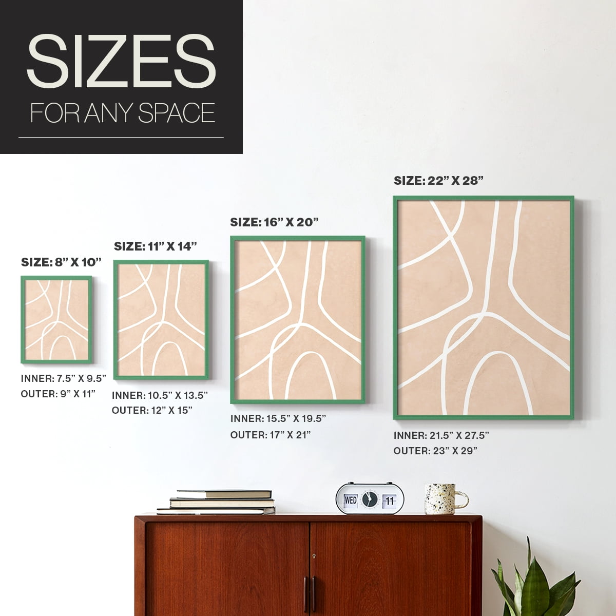 Clean Contour III in Paper Solid Wood 11 x 14 Framed Print