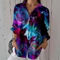thumbnail image 3 of Nyfairy Plus Size Women's Abstract Print Long Sleeve Button Down Casual Shirt, 3 of 3