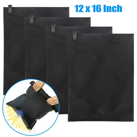 Henotian Compression Bags 4-Pack, Pump-Free Roll-Up Space Saver for Travel and Home Storage, 12"x16" Reusable Waterproof Bags for Clothes, Bedding, Dorm, Closet Organization