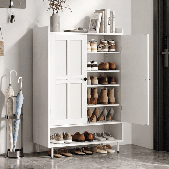 ROGALIS Shoe Storage Cabinet, 45'' Wooden 6-Tier Shoe Cabinet, Hold 18-24 Pairs for Entryway Hallway