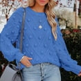 thumbnail image 3 of Ounisa Women's Blouse 2025 Fall Winter Oversized Pullover Sweater Trendy Crew Neck Long Sleeve Heathered Knit Jumper Tops, 3 of 6