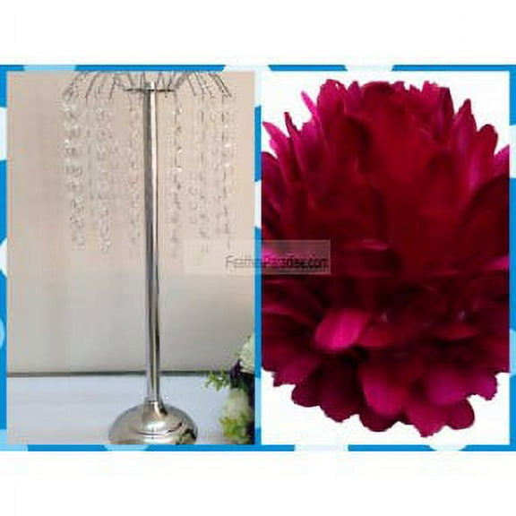 Feather Ball Wedding Centerpiece with Crystal Flower Stand -Red New!!!