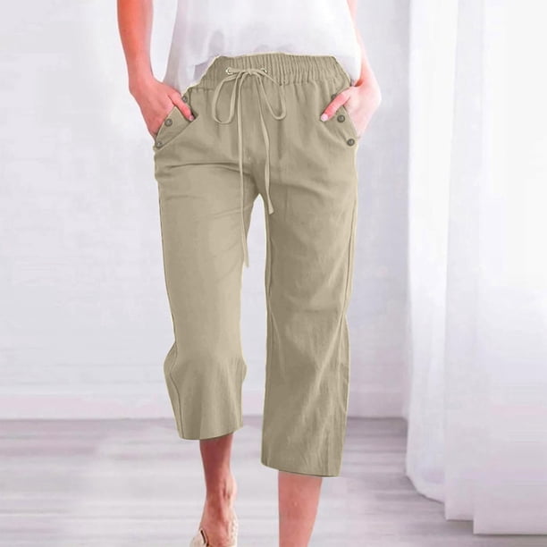 WILLBEST Pantalones elegantes de Gasa Plisada con Pierna Ancha y Cintura Alta para Mujer, Falda de Nueve Puntos, para Uso Informal. Mediana