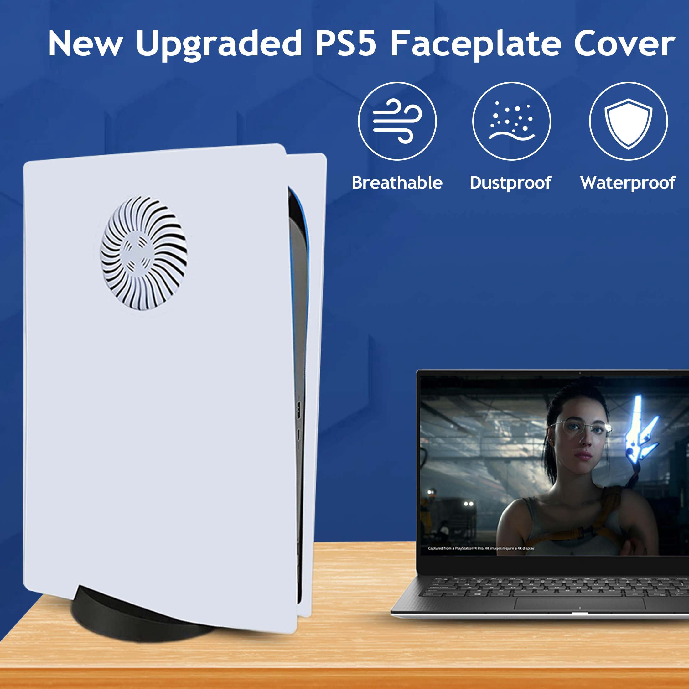 PS5 Cover Plates Faceplate for Original PS5 Digital Edition with Enhanced Cooling Vents & Dust Filter, White
