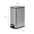 thumbnail image 3 of Moorefield 1.6 gal., Rectangular Soft Close Premium Pedal Waste Bin for Bedroom, Bathroom, Home and Office, Step On Trash Can, Brushed Stainless Steel, 3 of 11