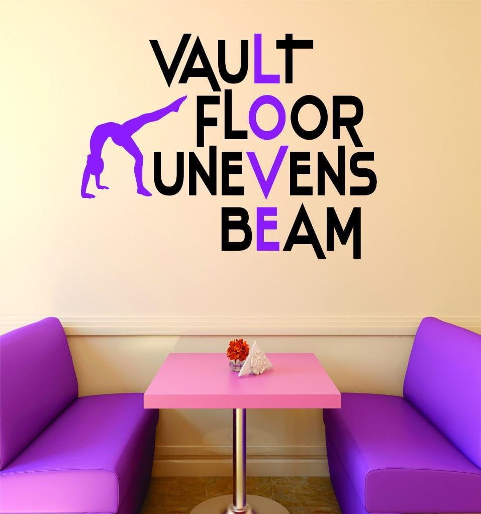 Vinyl Decal Sticker Vault Floor Unevens Beam Gymnastics Sign Teen Girl Bedroom Decoration Picture Art Home Decor Rad 389 18 Inches X 18 Inches Multi