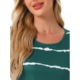 thumbnail image 5 of INSPIRE CHIC Women's Nightshirt Round Neck Short Sleeves Sleepshirt Striped Nightgown L Blue Green, 5 of 6