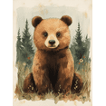 thumbnail image 1 of Qisvanset 12x16 Inch Woodland Bear Canvas Wall Art, Sage Green Forest Art Children Bedroom Home Decor, 1 of 8