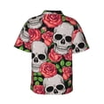 thumbnail image 3 of Daiia Skull and Roses Hawaiian Shirt for Men Gentle Cotton Regular Short Sleeve Casual-Small, 3 of 9