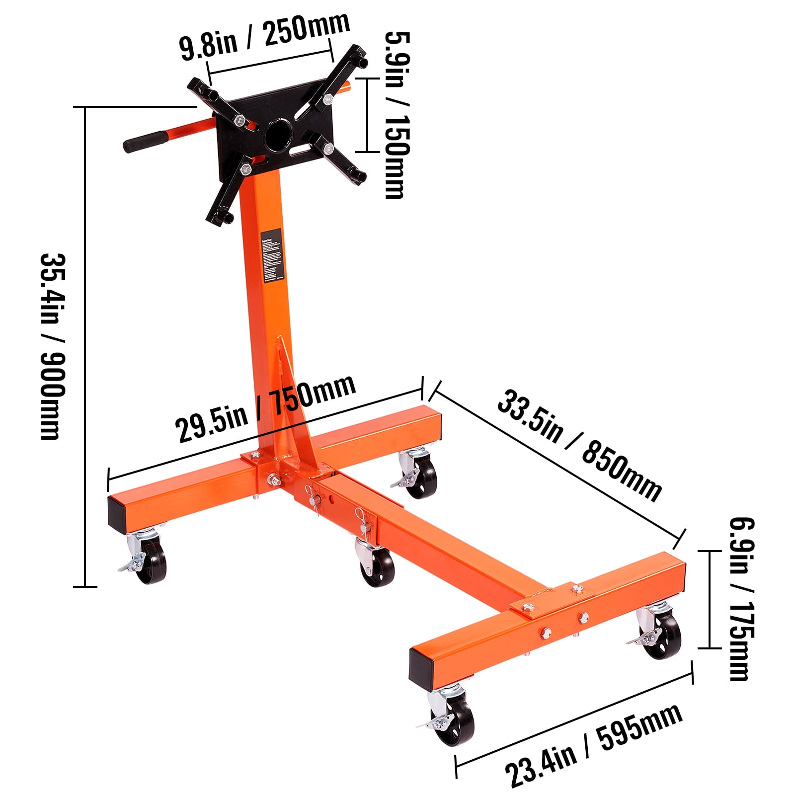 KFFKFF 1500lbs Engine Stand Folding Motor Hoist Dolly w/ Adjustable Mounting Head