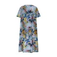thumbnail image 4 of Hvot&aat Women Summer Boho Floral Dresses Casual Loose Short Sleeve Midi Dress Cotton Linen T-Shirt Dress, 4 of 5