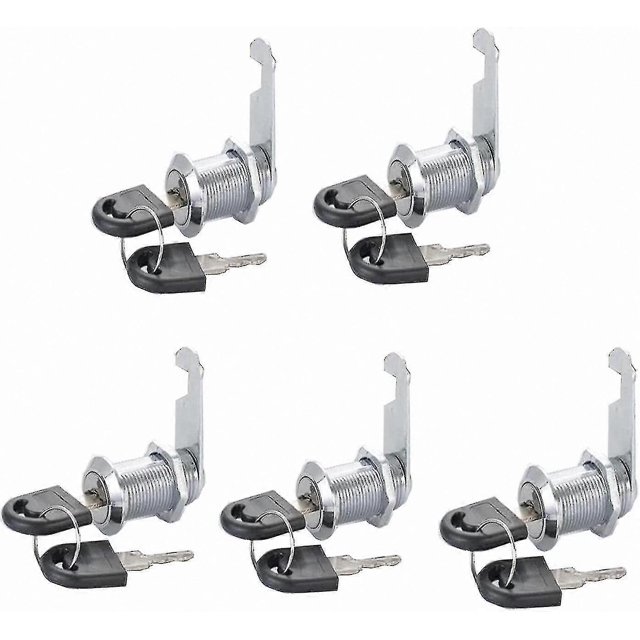 5 Pack Cabinet and Mailbox Lock Set with 10 Keys for Drawers, Cupboards, and More