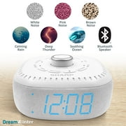 DreamCaster by Sharp Sound Machine Digital Alarm Clock Bluetooth Speaker 6 Sleep Sounds Blue LED Display