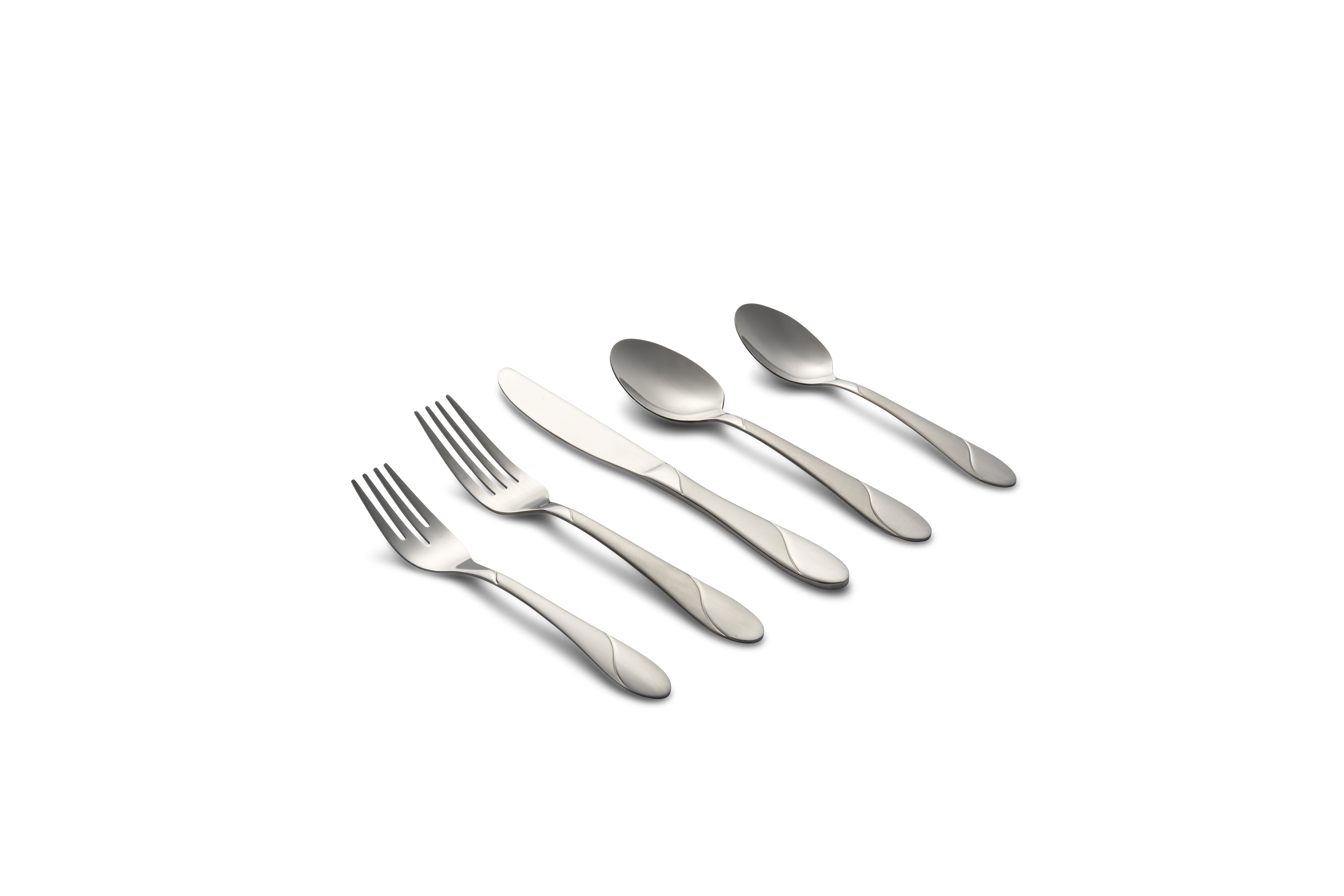 BRIIEC Matte Silver Silverware Set Satin Finish 36-Piece Stainless Steel Flatware Set with Flat Handle Include coffee spoon Kitchen Utensil Set Service for 6