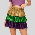 thumbnail image 5 of vigerkar Mardi Gras Skirt Sparkly Carnival Costume Skirts Festival Party Dance Skirts for Women (Gold, XL), 5 of 9