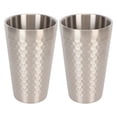 thumbnail image 2 of 2 vasos de cerveza de acero inoxidable de 450 ml con aislamiento de aire de doble pared, vasos de metal martillado para café, té y bebidas frías para exteriores., 2 of 14