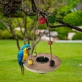 thumbnail image 6 of Stand Toy Feeder with Wooden Platform Watering Food Dish Stainless Steel Food Dispenser for Cockatiels Macaws Outdoor Budgie , Braided Ball, 6 of 8