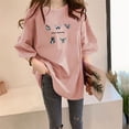 thumbnail image 3 of Camiseta de mujer estampada de manga corta con cuello redondo y suelta camiseta de verano, rosa, L Yuarrent AP001204-26B, 3 of 7