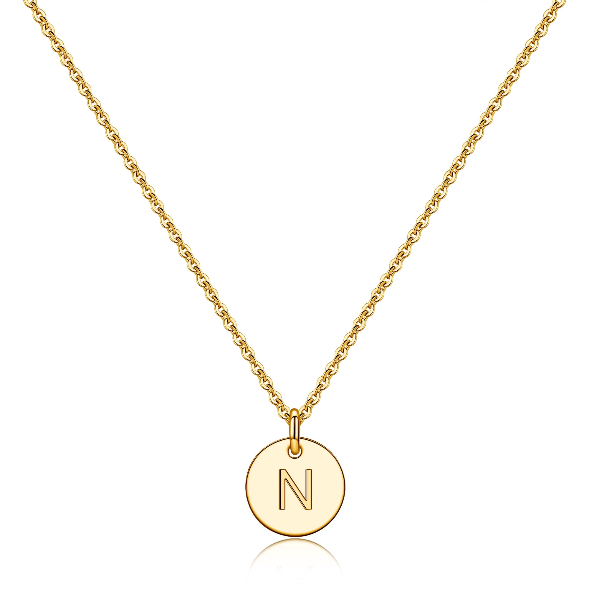 IEFRICH Tiny Gold Disc Initial Necklace 