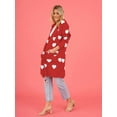 thumbnail image 3 of Women'S Cute Heart Long Cardigan Sweater V Neck Open Front Ribbed Knit Sweater Coats with Pockets Red XL, 3 of 8