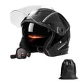 thumbnail image 1 of M Buder Casco De Motocicleta 3/4 Abierto Con Doble Visera Para Ciclomotor Cruiser Certificado De Seguridad Cascos De Moto Para Hombre Y Mujer Negro Brillante Elegante Y Resistente, 1 of 9