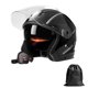 thumbnail image 1 of M Buder Casco De Motocicleta 3/4 Abierto Con Doble Visera Para Ciclomotor Cruiser Certificado De Seguridad Cascos De Moto Para Hombre Y Mujer Negro Brillante Elegante Y Resistente, 1 of 9