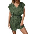thumbnail image 1 of FVWITLYH Robe Perlée Été Combinaison Imprimée Col en V pour Femmes Vert,G, 1 of 4
