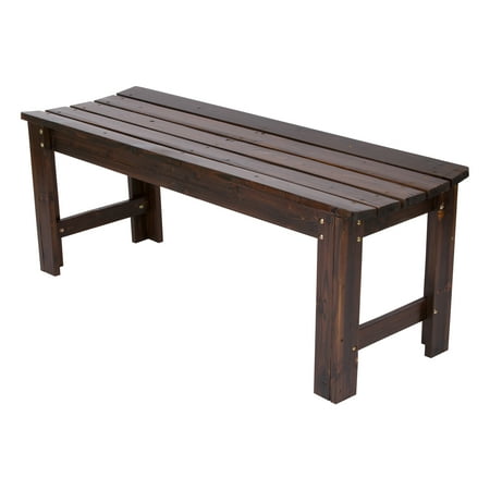 Style Backless Bench - Shine Company 4 Ft. Backless Garden Bench - Burnt Brown