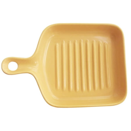 

Square Ceramic Solid Color Single Handle Bowl Baked Rice Color Glaze Bakeware Household Oven Microwave Oven Yellow