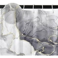 thumbnail image 6 of 72x72 Inches Grey Marble Shower Curtain Abstract Marble Texture Gold Stripes Modern Luxury Ink Art Decor Bathtub Curtain for Bathroom Decor Polyester Fabric Waterproof with Hooks, 6 of 6